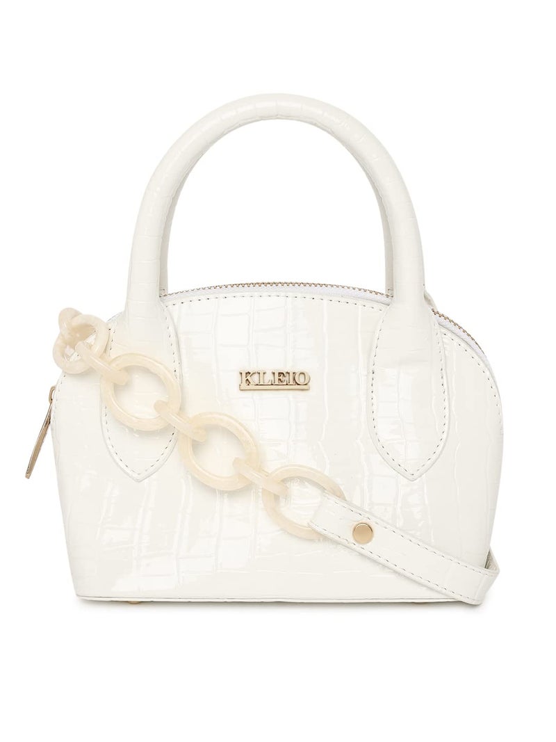 KLEIO Designer Solid Chic Sling Handbag for Women - White - Image 1